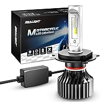 SEALIGHT M1H4/9003 Light Bulbs for Motorcycle, 600% Super Brighter Powersport 9003 Motorcycle Dual Beam Light Bulbs, or Fog, Plug and Play, Pack of 1