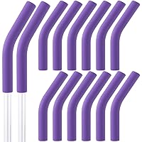 12Pcs Silicone Straw Tips Reusable Food Grade Rubber Straw Covers Purple Flex Elbow Hydraflow Straw Replacement Tip for 5/16 Inch Wide(8MM Outdiameter) Stainless Steel Metal Straws
