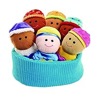 Excellerations 6 Sensory Baby Dolls, 7.25 inches by 4.25 inches, Perfect for Infants and Toddlers? Tactile Fabric and Sounds for Sensory Play, Basket Included