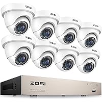 1080P 8CH Home Security Camera System, H.265+ 8 Channel 5MP Lite HD-TVI DVR Recorder and 8pcs 2MP 1920TVL Weatherproof CCTV Dome Cameras Indoor Outdoor, 80ft Night Vision, Remote Access