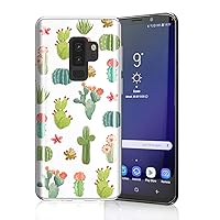Protective Case for Galaxy S9 Plus, Raised Edges Scratch Resistant Lightweight Flexible Soft TPU Rubber Silicone Cell Phone Cover for Samsung Galaxy S9+ Watercolour Cacti and Succulent
