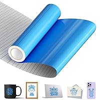 Gloss Blue Permanent Vinyl 12in x 15ft for Cricut Silhouette, Blue Adhesive Vinyl for All Cutting Machine, Indoor Outdoor Blue Vinyl Roll, Waterproof Car Decal Cup Sticker DIY Craft Decor
