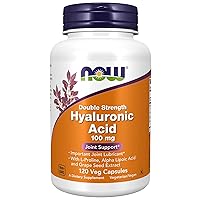 NOW Supplements, Hyaluronic Acid 100 mg, Double Strength with L-Proline, Alpha Lipoic Acid and Grape Seed Extract, 120 Veg Capsules