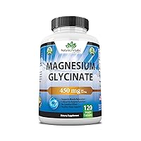 Magnesium Glycinate 450 MG Maximum Bioavailability Chelate No Laxative Effect Vegan Helps Function of Muscles, Bones, Heart Non-GMO