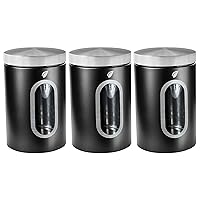 Kitchen Canisters-Modern Kitchen Decoration of Canister Set with Multiple Preservation Purposes by Tight Sealed Lids, Good for WeddingGifts Kitchen Canisters Set of 3, Matte Black, (SC-001)