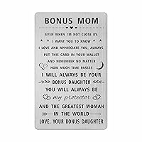 SOUSYOKYO Bonus Mom Card from Bonus Daughter, I Love and Appreicate My Step Mom Birthday Gifts, Long Distance Gifts for Stepmom