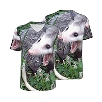 Possum Hissing Men's Short-Sleeved Baseball T-Shirt, Classic Casual Short-Sleeved Sports Shirt Baseball Apparel