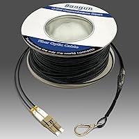 75 Meters OM3 Fiber LC to LC Outdoor Armored Fiber Optic Cable, 10GB/Gigabit Multimode Fiber Patch Cable Duplex 50/125 with Pulling Eye Kit Installed on one end, 250 feet, Black