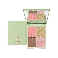 Pixi Beauty Nuance Quartette - Honey Nectar 11.5g | Cheek and Eye Makeup Palette | Creamy Powders To Highlight and Bronze | Highly Pigmented Blush | 0.4 Oz