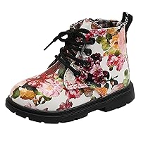 Shoe Toddler Girl And Girls Waterpoor Ankle Boots Side Zipper Booties Floral Print Short Boots Youth Girls Boots