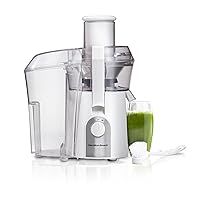 Hamilton Beach 67702 Juicer Machine, Big Mouth Large 3” Feed Chute for Whole Fruits and Vegetables, Easy to Clean, Centrifugal Extractor, BPA Free, 800W Motor, White