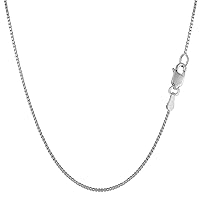 Jewelry Affairs 10k White Solid Gold Mirror Box Chain Necklace, 0.8mm