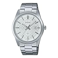 Casio Men Watch Analog Date Display White Dial Stainless Steel Band MTP-VD03D-7AUDF, Silver, Bracelet
