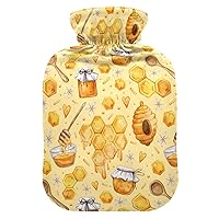 Hot Water Bottles with Cover Honey Bee Hot Water Bag for Pain Relief, Period Cramps, Feet and Bed Warmer 2 Liter