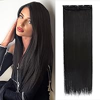 Clip in Hair Extension,TESS Clip in Hair Extension One Piece 5 Clips,3/4 Full Head Double Weft Long Straight Synthetic Hairpieces for Women,clip in extensions 30