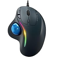 Trackball Mouse Wired, RGB Ergonomic Mouse with Comfort Design, Easy Thumb Control, Precision and Smooth Tracking, Compatible for PC, Laptop, Mac, Windows
