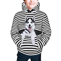 Funny Siberian Sled Dog Hoodie Sweatshirt, Teen/Boy/Girl Pullover With Pockets