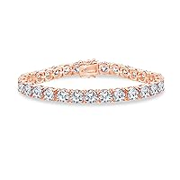Amazon Collection Sterling Silver Tennis Bracelet set with Round Cut Infinite Elements Cubic Zirconia,