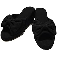 Classic Interior 71023SP-BK Ribbon Room Shoes, 3.1 inches (8 cm) Heel, One Size Fits Most, Black