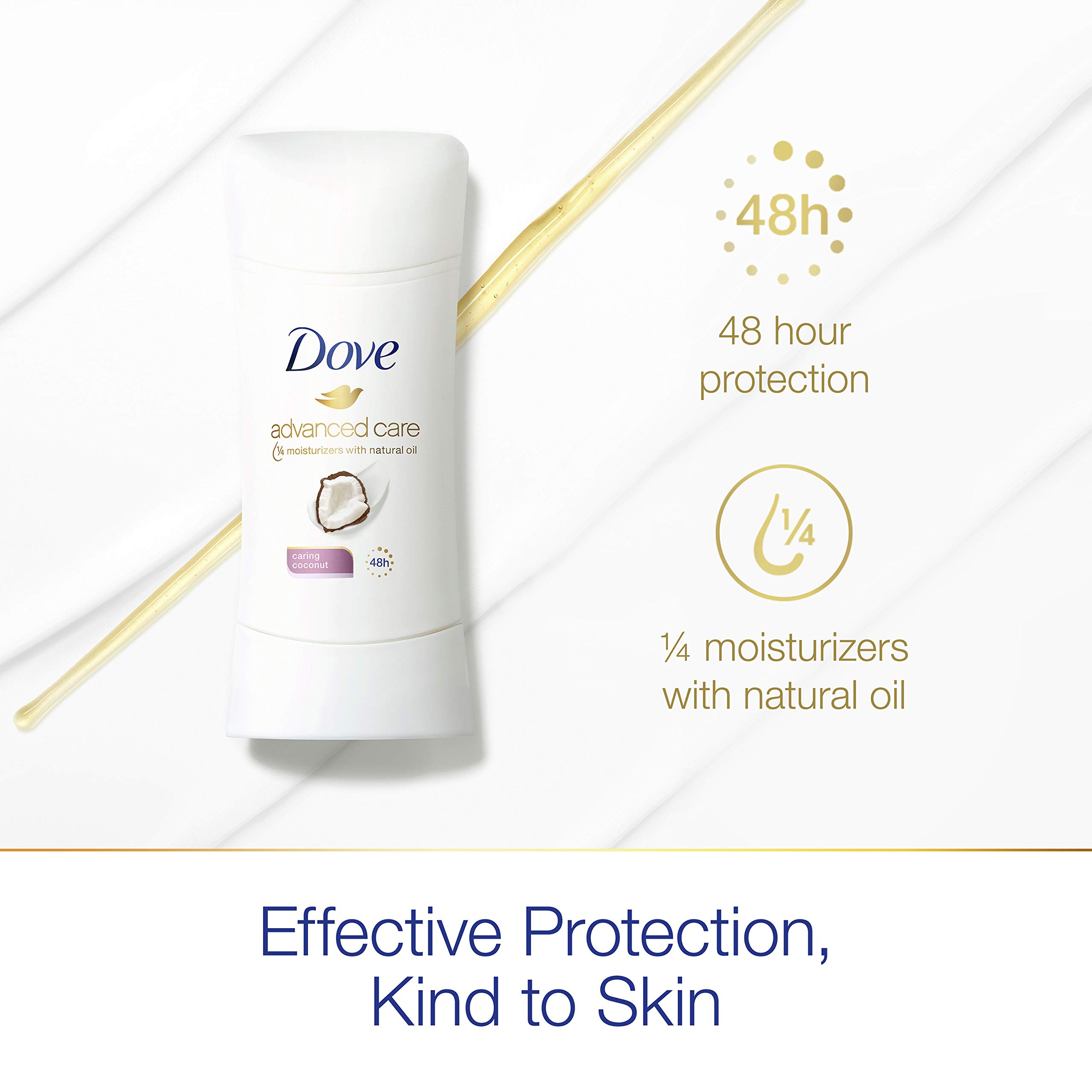 Dove Antiperspirant Deodorant with 48 Hour Protection Caring Coconut Deodorant for Women, 2.6 Ounce (Pack of 4)