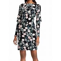 American Living Womens Floral Layered Dress, Black, 10