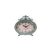 Creative Co-Op Green Antiqued Pewter Mantel Clock