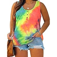 DOLNINE Womens-Plus-Size-Tank-Tops Summer Sleeveless T Shirts Casual Button Down Tunic Tee