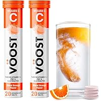 Voost, Vitamin C with Zinc and Electrolytes, 1000mg, Immune Support*, Effervescent Vitamin Drink Tablet, No Sugar + Low Calorie Supplement, Blood Orange Flavor, 40 Count