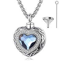 EUDORA Sterling Silver Urn Necklace for Ashes for Women Men, Ash Pendant for Human Cat Dog Ashes, Necklace for Ashes of Loved One Dad Mom Papa Pet Cremation Souvenir Jewelry for Funeral, 20inch