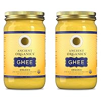 Ghee - Gluten-Free Grass-Fed Clarified Kosher Vegetarian Ghee Butter with Vitamins & Omegas, Non-GMO, Lactose Reduced, 100% USDA Certified Organic, Made in USA – 32 Fl Oz 2-Pack