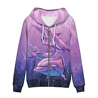 Women's Zip Up Long Sleeve Oversized Drawstring Hoodie Hooded Sweatshirt Pullover Top with Pockets