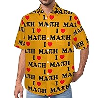 I Love Math Men's Lapel Shirt Casual Button Down Tees Short-Sleeve Blouse Tops