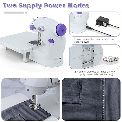 Mini Sewing Machine, Portable Adjustable 2-Speed Double Thread