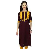 Women's Indian Ethnic Cotton Kurti Casual Wear Tunic Top Straight Kurta