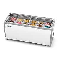 Koolmore 70 inch Commercial Ice Cream Dipping Cabinet Display Case with Sneeze Guard, 12 Large Displayed Tubs, 10 Storing Tube, Sliding Glass Door [20 Cu. Ft.] (KM-ICD-71SD-FG)