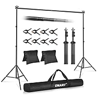 Backdrop Stand 10x7ft(WxH) Photo Studio Adjustable Background Stand Support Kit with 2 Crossbars, 8 Backdrop Clamps, 2 Sandbags and Carrying Bag for Parties Events Decoration