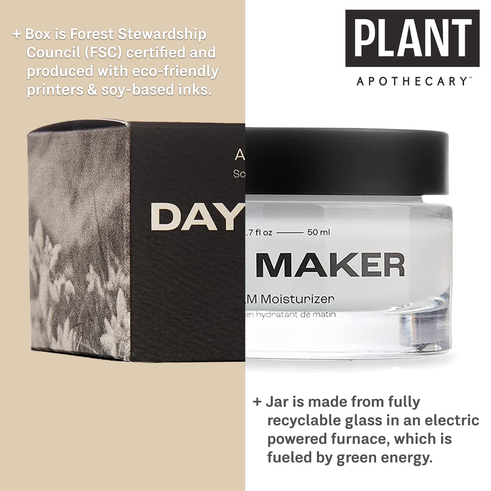 plant apothecary Day Maker: 1.7oz Daily Moisturizer with Vitamin E, Edelweiss, Watermelon, Apple, Lentil Fruit Extract - Retaining Skin Moisture - Hydrating Facial Cream & Skin Care for Men and Women