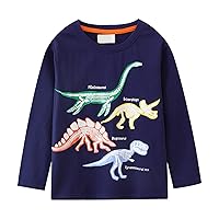 Toddler Little Boys Kids Girls Luminous Animals Long Sleeve Shirt Tops Tees Clothes Boys Undershirts Size 6