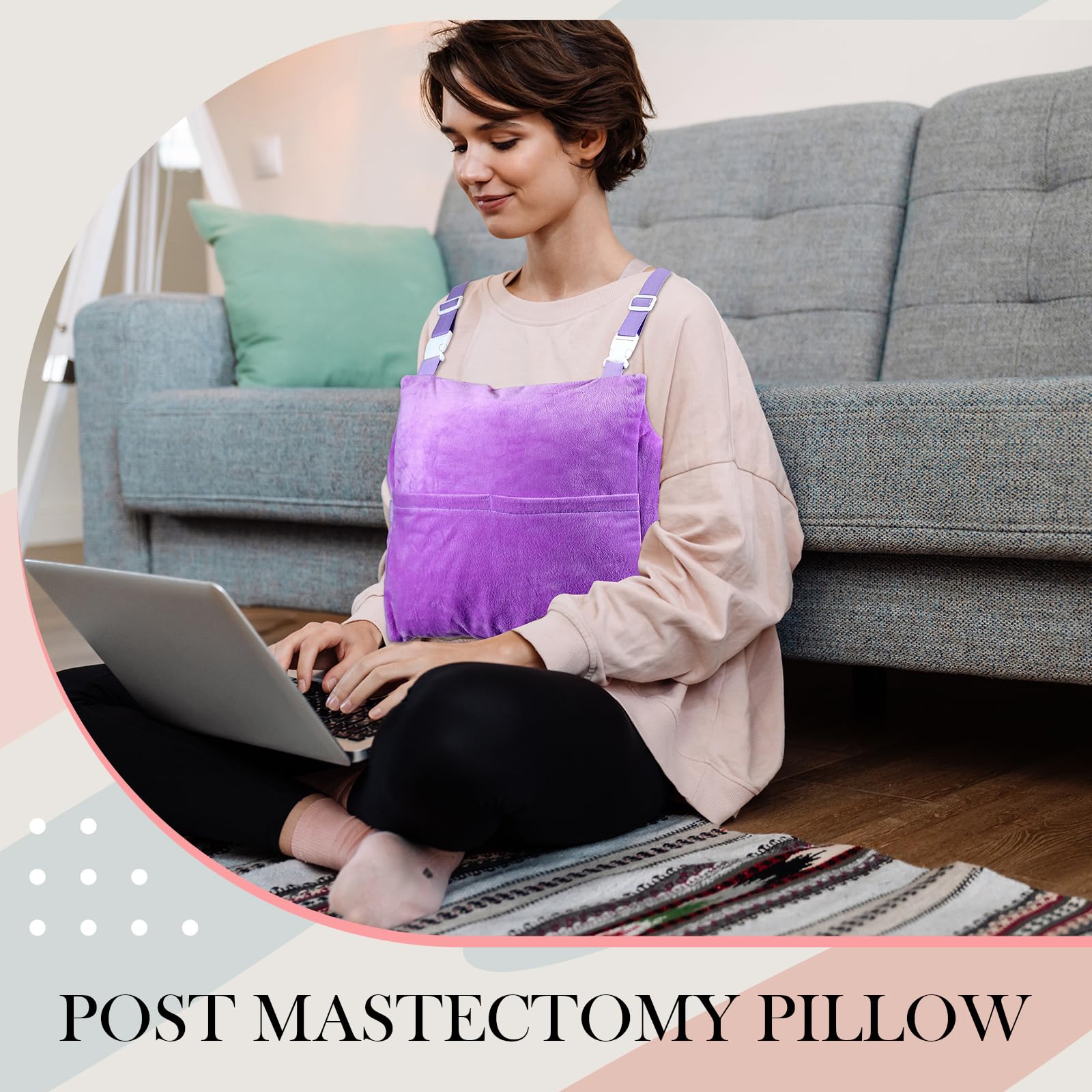Mastectomy Pillow Post Surgery Pillow, Breast Pillow for After Breast Cancer Mastectomy Necessities, Mastectomy Pillow for Mastectomy Surgery Recovery and Breast Reduction, Gifts for Women (Lavender)