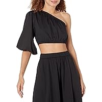 The Drop Women's Anupa Cotton One-Shoulder Cropped Top