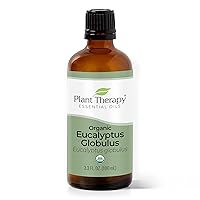 Plant Therapy Organic Eucalyptus Globulus Essential Oils 100% Pure, USDA Certified Organic, Undiluted, Natural Aromatherapy, Therapeutic Grade 100 mL (3.3 oz)