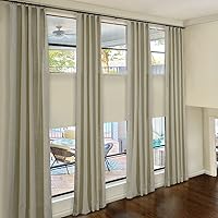ChadMade 108 Inches Long Linen Curtains, 2 Panels 52Wx108L Grey Beige, Rod Pocket Back Tab Hook Belt Flat Hooks Privacy Lined Draperies for Traverse Rod, Tallis Collection