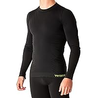 0405UK NOLOGO Thermal Top for Men Long Sleeved Work Top - Mens Thermal Top Breathable Microfibre, Men's Thermal Tops Technical, Thermal Underwear Mens Seamless, Thermal Base Layer - Made in Italy