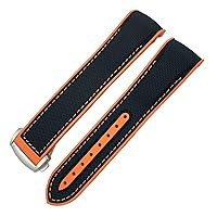 19mm 20mm Nylon Rubber Watchband 21mm 22mm for Omega Seamaster 300 AT150 Speedmaster 8900 PlanetOcean Seiko Leather Strap (Color : Black Nylon Orange, Size : 21mm)