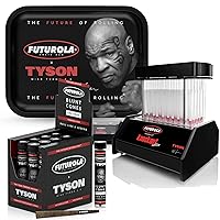 Futurola Tyson KB50 Knockout Edition (Standard Filling Kit) / Terpene Infused Tobacco-Free Pre-Rolled Cones & Large Tray, Black