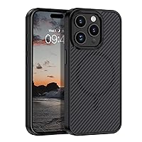 YINLAI Case for iPhone 15 Pro 6.1-Inch, Magnetic [Compatible with Magsafe] Carbon Fiber Men Women Slim Support Wireless Charging Metal Lens Frame+Buttons Shockproof Protective Phone Cover, Black