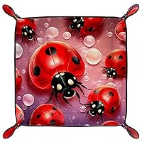 Microfiber Leather Dice Trays Holder for Dice Games Like RPG DND, Ladybugs and Bubbles Dice Holder Storage Box Portable Folding Rolling Dice Tray, 16x16cm