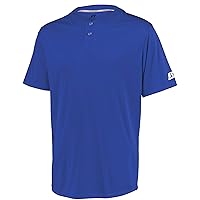 Men's 2-Button Baseball Jersey-Short Sleeve Moisture-Wicking Dri-Power Performance Shirt