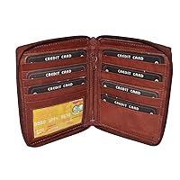 LB LEATHERBOSS Mens Leather All Around Zipper Wallet (Burgundy)