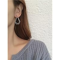 Earrings for Women- Hollow Out Geo Drop Earrings Birthday Valentine's Day (Color : Rose Gold)